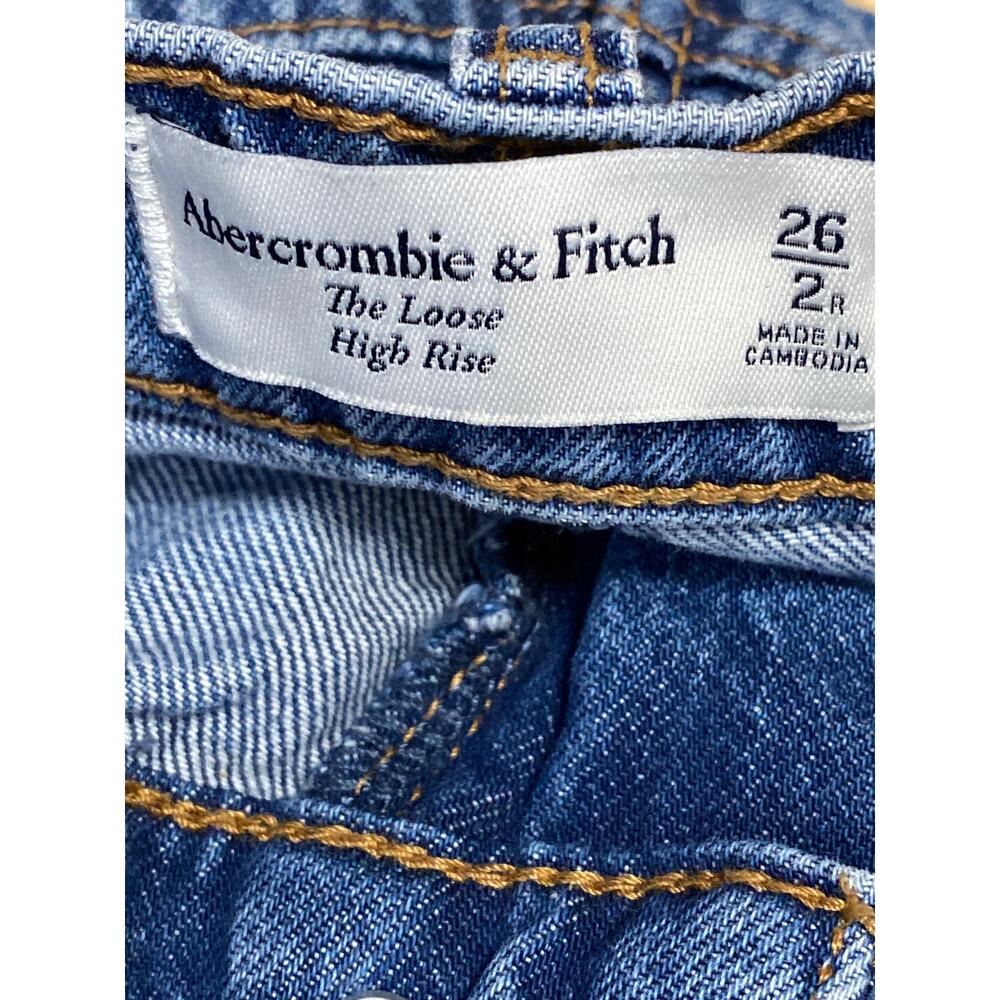Abercrombie & Fitch The Loose Blue High Rise Wide Leg Baggy Denim Jeans Size 26 - Picture 4 of 5